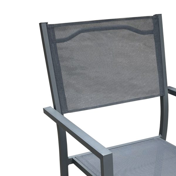 200 000816 2 Dining table Moly - Kliton I set of 3 pakoworld anthracite aluminum and textilene in anthracite shade 80x80x74cmOutdoor furniture > Garden food table