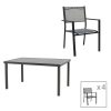 200 000825 Mabu-Thorio dining table set of 5 pakoworld anthracite aluminum and plywood in a natural shade 160x90x75cmOutdoor furniture > Garden food table