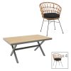 200 000826 Thorio-Azelie dining table set of 5 pakoworld anthracite aluminum and plywood in natural shade 160x90x75cmOutdoor furniture > Garden food table