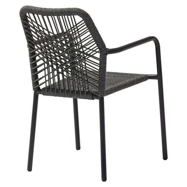 200 000844 2 Kherson-Kliton dining table A set of 7 pakoworld aluminum and rope in anthracite shade 150x80x74cmOutdoor furniture > Garden food table