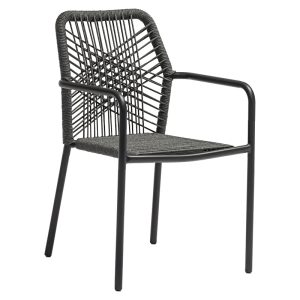 200 000844 3 Kherson-Kliton dining table A set of 7 pakoworld aluminum and rope in anthracite shade 150x80x74cmOutdoor furniture > Garden food table