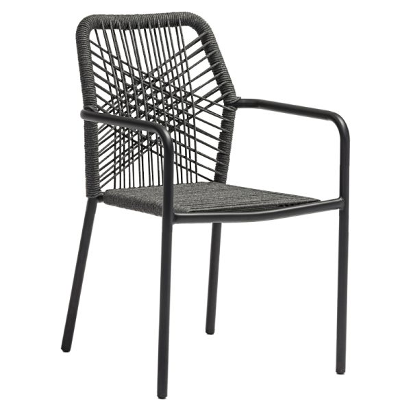 200 000844 3 Kherson-Kliton dining table A set of 7 pakoworld aluminum and rope in anthracite shade 150x80x74cmOutdoor furniture > Garden food table