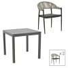 200 000859 Dining table Nares-Norture B set of 7 pakoworld white aluminum and plywood in a natural shade 180x90x72.5cmOutdoor furniture > Garden food table
