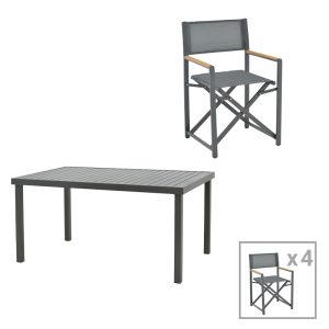 200 000879 Dining table Mabu-Kliton A set of 5 pakoworld aluminum in anthracite shade 150x80x74cmOutdoor furniture > Garden food table
