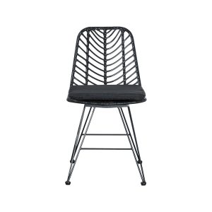 200 000883 2 Dining table Naoki-Kliton I set of 5 pakoworld anthracite aluminum and pe rattan in black shade 150x80x74cmOutdoor furniture > Garden food table