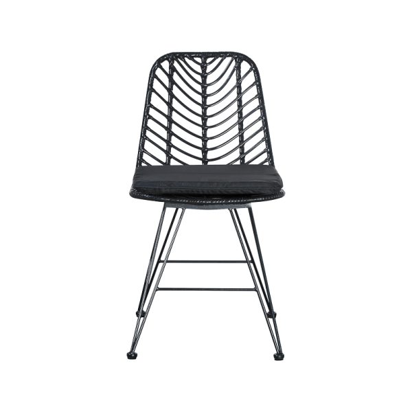 200 000883 2 Dining table Naoki-Kliton I set of 5 pakoworld anthracite aluminum and pe rattan in black shade 150x80x74cmOutdoor furniture > Garden food table