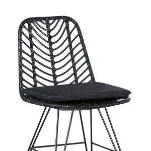 200 000883 3 Dining table Naoki-Kliton I set of 5 pakoworld anthracite aluminum and pe rattan in black shade 150x80x74cmOutdoor furniture > Garden food table