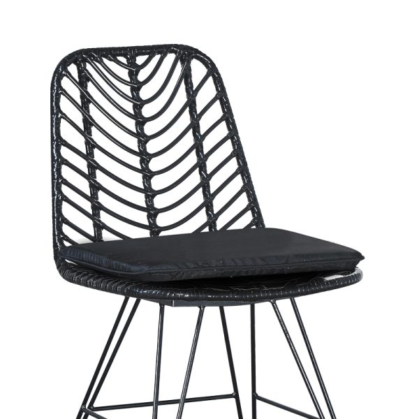 200 000883 3 Dining table Naoki-Kliton I set of 5 pakoworld anthracite aluminum and pe rattan in black shade 150x80x74cmOutdoor furniture > Garden food table