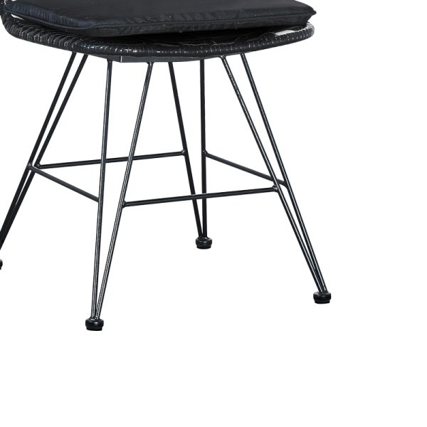 200 000883 4 Dining table Naoki-Kliton I set of 5 pakoworld anthracite aluminum and pe rattan in black shade 150x80x74cmOutdoor furniture > Garden food table
