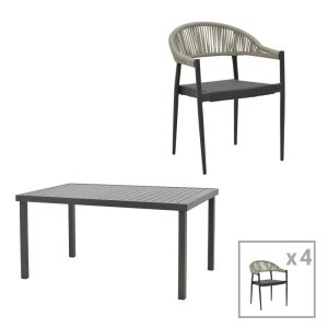 200 000887 Dining table Elation-Kliton A set of 5 pakoworld aluminum in anthracite shade 150x80x74cmOutdoor furniture > Garden food table