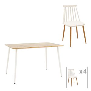 200 001005 Aurora-Cuba pakoworld dining table set of 5 pp-mdf in white-sonoma color 120x80x75cmIndoor furniture > Dinning sets
