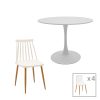 200 001008 Julita-Balou I pakoworld dining table set of 5 pp-mdf in white marble color D120x75cmIndoor furniture > Dinning sets