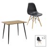 200 001014 Dining table Gustas-Bella C pakoworld set of 5 gray marble sintered stone-black metal 140x80x75cmIndoor furniture > Dinning sets