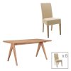 200 001057 Dining table Ditta-Winslow pakoworld set of 7 rubberwood wood in light walnut color 180x85x75cmIndoor furniture > Dinning sets