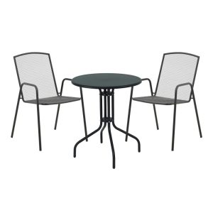 200 001125 Vergo-Pomedon pakoworld dining set 3pcs metal in black shadeOutdoor furniture > Garden food table