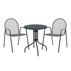 200 001126 Vergo-Tarete pakoworld dining set 3pcs metal in black shadeOutdoor furniture > Garden food table