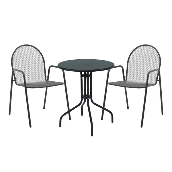 200 001126 Vergo-Tarete pakoworld dining set 3pcs metal in black shadeOutdoor furniture > Garden food table