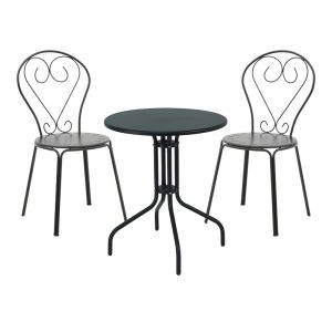 200 001128 Vergo-Chari pakoworld dining set 3pcs metal in black shadeOutdoor furniture > Garden food table