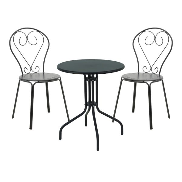 200 001128 Vergo-Chari pakoworld dining set 3pcs metal in black shadeOutdoor furniture > Garden food table