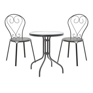 200 001129 Watson-Chari pakoworld dining set 3pcs metal in black shadeOutdoor furniture > Garden food table