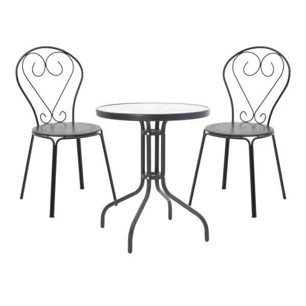 200 001129 Watson-Chari pakoworld dining set 3pcs metal in black shadeOutdoor furniture > Garden food table
