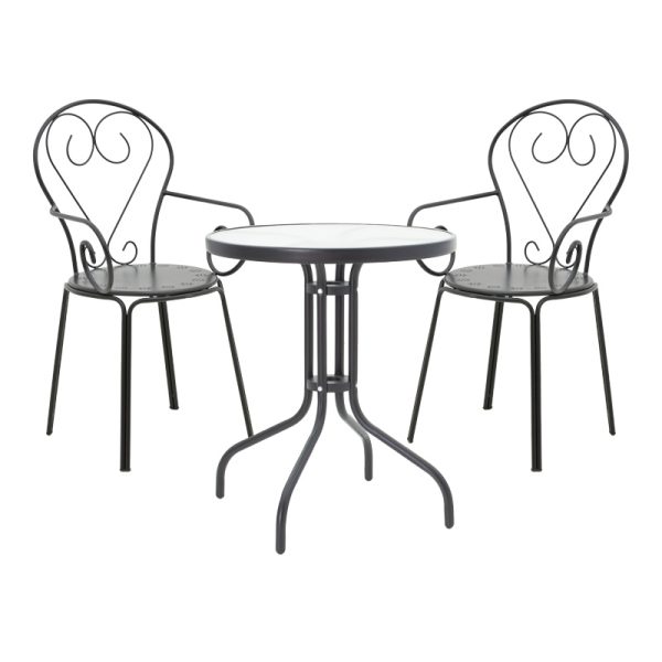 200 001130 Watson-Monasty pakoworld dining set 3pcs metal in black shadeOutdoor furniture > Garden food table