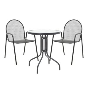 200 001131 Watson-Tarete pakoworld dining set 3pcs metal in black shadeOutdoor furniture > Garden food table