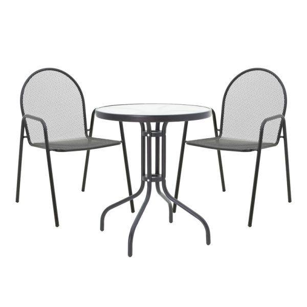 200 001131 Watson-Tarete pakoworld dining set 3pcs metal in black shadeOutdoor furniture > Garden food table
