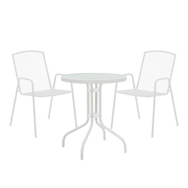 200 001133 Watson-Pomedon pakoworld dining set 3pcs metal in white shadeOutdoor furniture > Garden food table