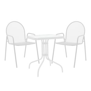 200 001134 Watson-Tarete pakoworld dining set 3pcs metal in white shadeOutdoor furniture > Garden food table