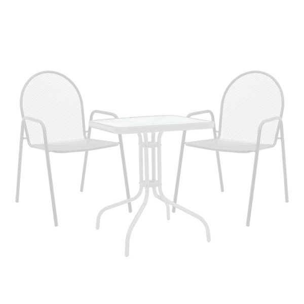 200 001134 Watson-Tarete pakoworld dining set 3pcs metal in white shadeOutdoor furniture > Garden food table