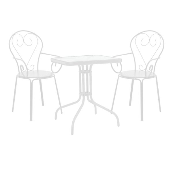 200 001138 Watson-Monasty pakoworld dining set 3pcs metal in white shade 70x70x70cmOutdoor furniture > Garden food table