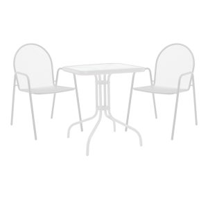 200 001139 Watson-Tarete pakoworld dining set 3pcs metal in white shade 70x70x70cmOutdoor furniture > Garden food table