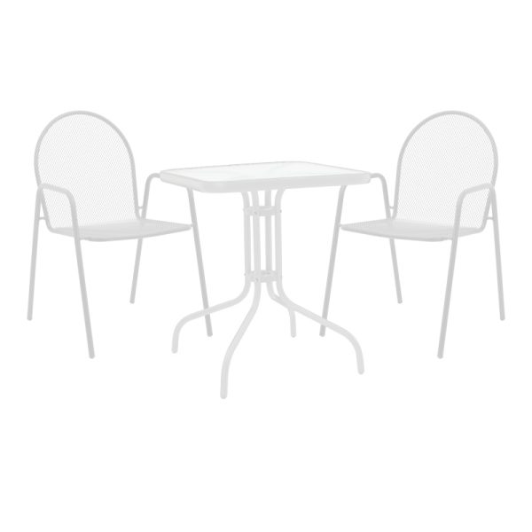 200 001139 Watson-Tarete pakoworld dining set 3pcs metal in white shade 70x70x70cmOutdoor furniture > Garden food table