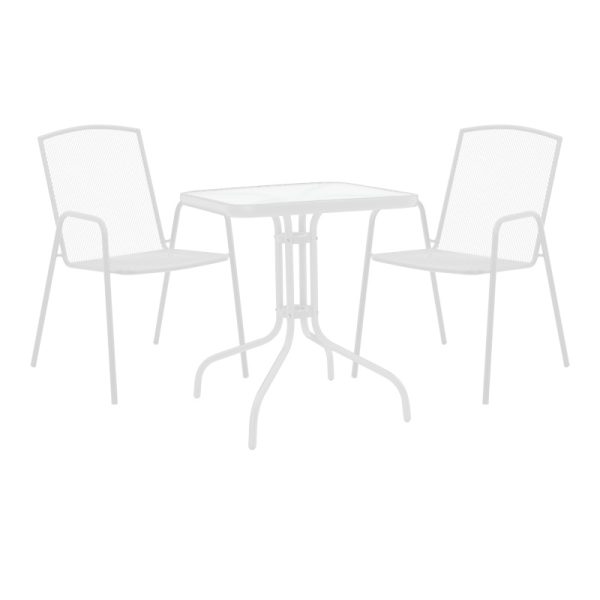 200 001140 Watson-Pomedon pakoworld dining set 3pcs metal in white shade 70x70x70cmOutdoor furniture > Garden food table