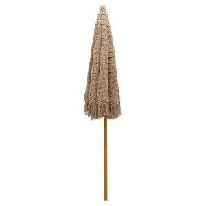 218 000008 2 Professional umbrella Renny pakoworld beige macrame - beech wood Φ2.5meBOHO CHIC > Outdoor/Beach items
