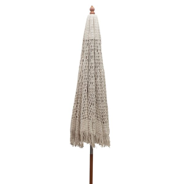 220 000002 2 Umdrella Brilie pakoworld wood-macrame D2.70x2.60 m ecruBOHO CHIC > Outdoor/Beach items