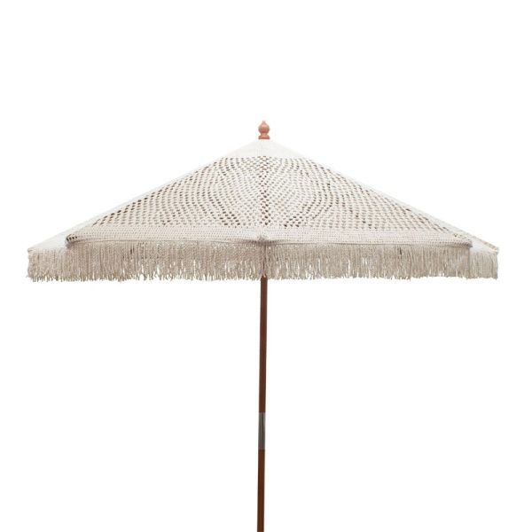 220 000002 Umdrella Brilie pakoworld wood-macrame D2.70x2.60 m ecruBOHO CHIC > Outdoor/Beach items
