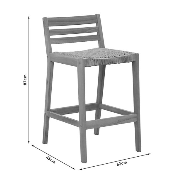 228 000012 2 Bar stool Bravo pakoworld solid acacia wood 53x45x87cmBOHO CHIC > Stools