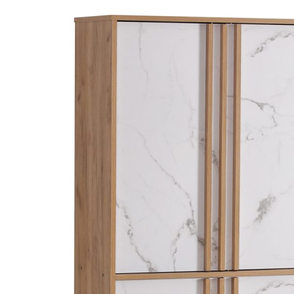 249 000055 2 Shoe cabinet Kumen pakoworld oak marble melamine 74x38x174cmIndoor furniture > Shoe storage cabinet & cupboards