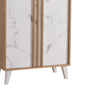 249 000055 3 Shoe cabinet Kumen pakoworld oak marble melamine 74x38x174cmIndoor furniture > Shoe storage cabinet & cupboards