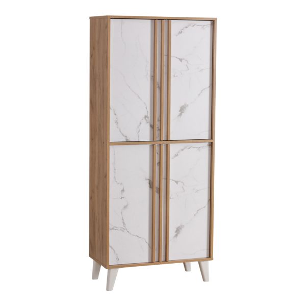 249 000055 Shoe cabinet Kumen pakoworld oak marble melamine 74x38x174cmIndoor furniture > Shoe storage cabinet & cupboards