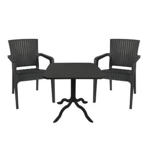 253 000083 Dining set Icon-Halcyon pakoworld set 3pieces PP dark grey 80x80x74,5cmOutdoor furniture > Garden food table