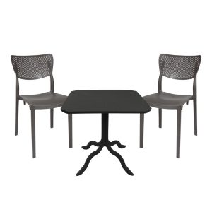 253 000085 Icon-Ignite pakoworld dining set 3pcs PP in anthracite colorOutdoor furniture > Garden food table