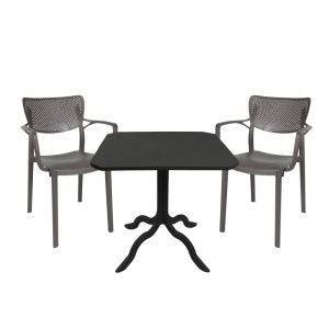 253 000087 Icon-Frontline pakoworld dining set 3pcs PP in anthracite colorOutdoor furniture > Garden food table