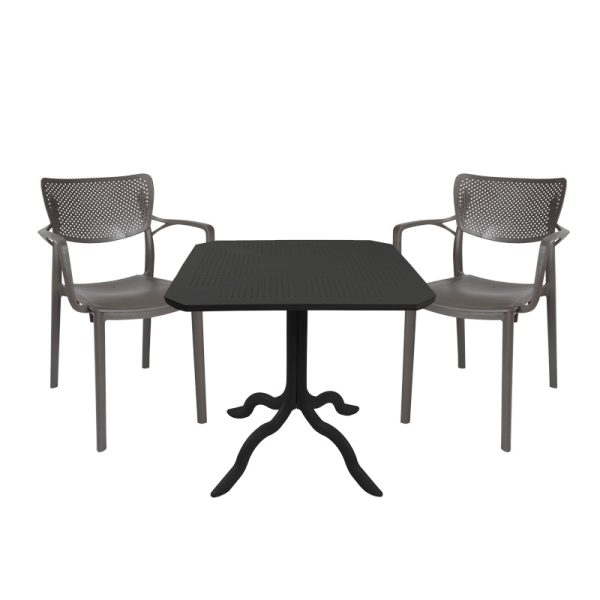 253 000087 Icon-Frontline pakoworld dining set 3pcs PP in anthracite colorOutdoor furniture > Garden food table
