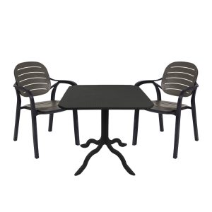 253 000089 Icon-Gentle pakoworld dining set 3pcs PP in anthracite colorOutdoor furniture > Garden food table
