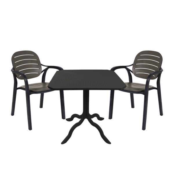 253 000089 Icon-Gentle pakoworld dining set 3pcs PP in anthracite colorOutdoor furniture > Garden food table