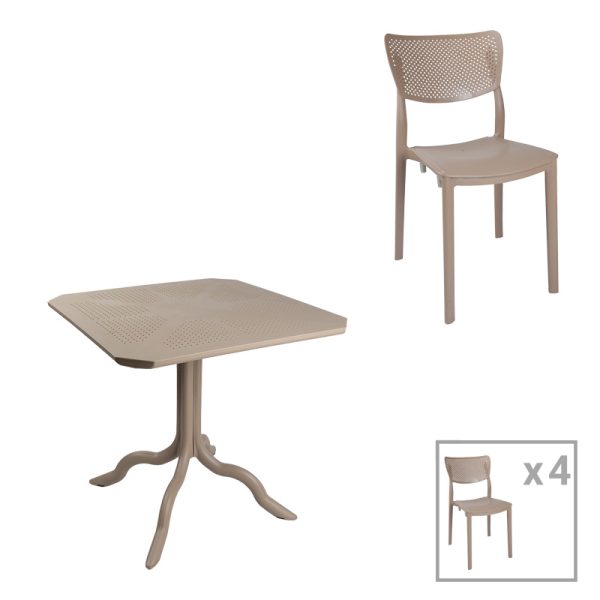 253 000094 Icon-Ignite pakoworld dining set 5pcs PP in cappuccino colorOutdoor furniture > Garden food table