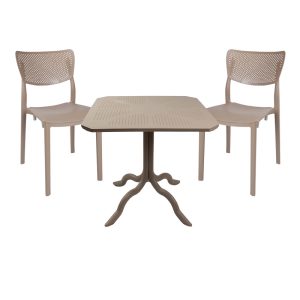 253 000095 Icon-Ignite pakoworld dining set 3pcs PP in cappuccino colorOutdoor furniture > Garden food table